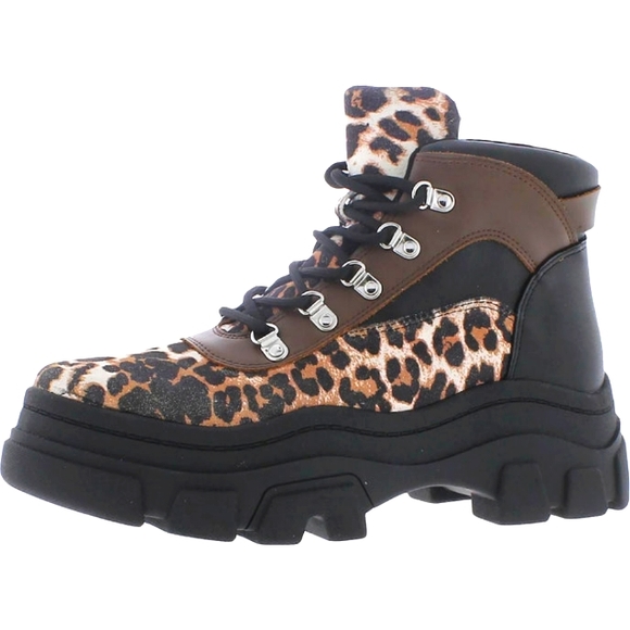 Steve Madden Shoes - NEW Steve Madden Leather Vermont Animal Print Lug Sole Boots Sz 7.5 New In Box
